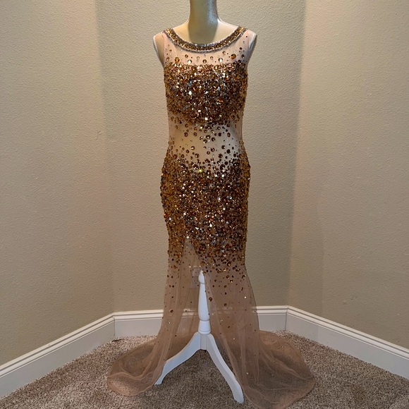 Jovani Dresses & Skirts - Stunning and rare Sheer Illusion Jovani embellished gown, sz 4